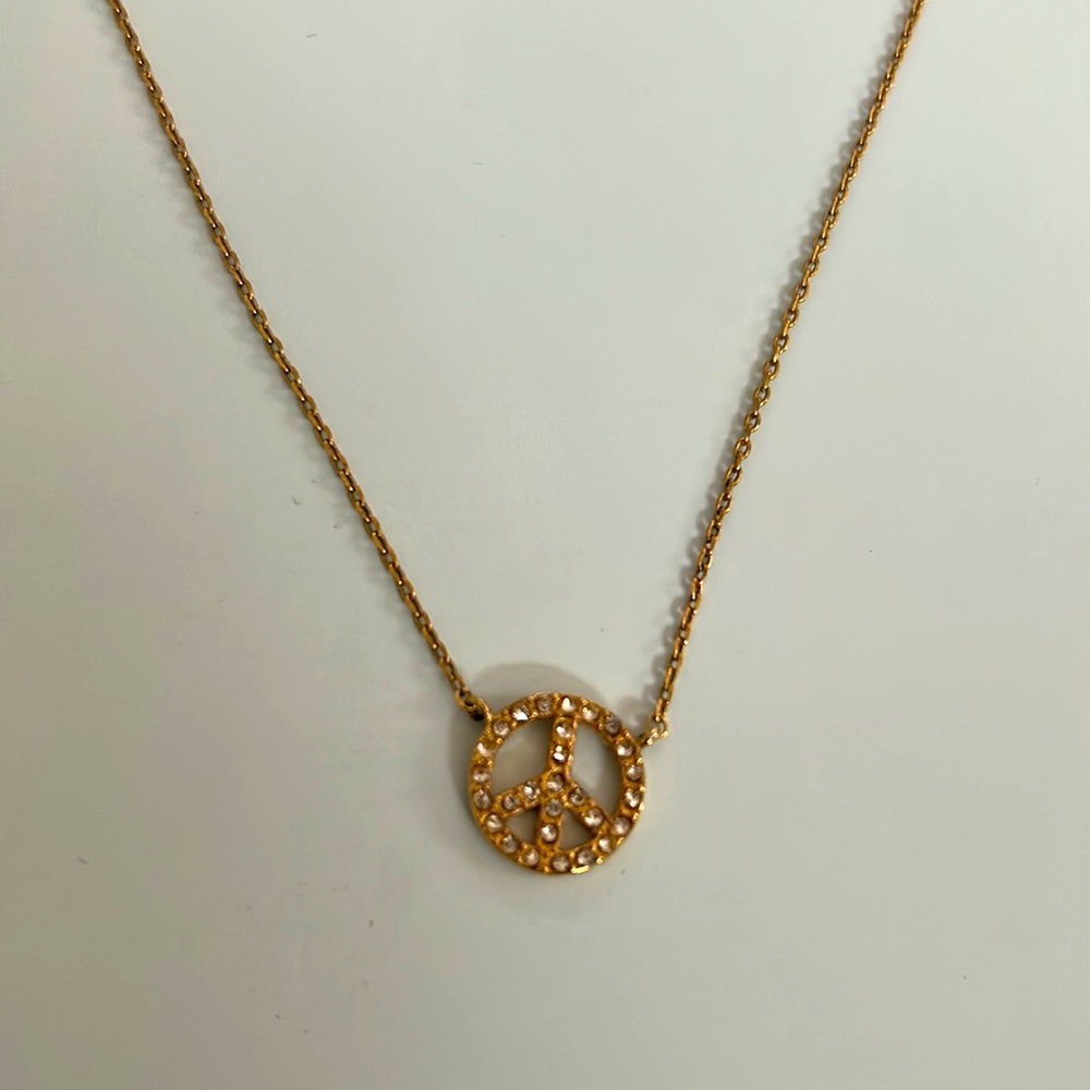 Vintage juicy couture peace sign crystal necklace adjustable